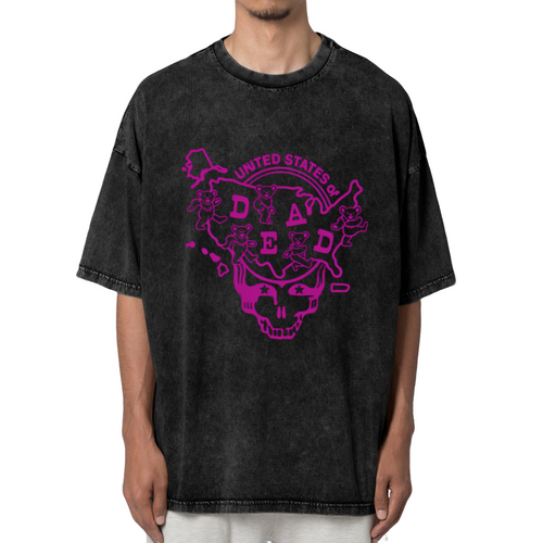 Front view of Grateful Dead Louisiana United States of Dead washed graphic T-shirt