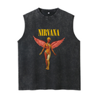 Nirvana In Utero Pink Angel Unisex Washed Tank Top — product image showing the a pink-toned angel interpretation associated with In Utero design