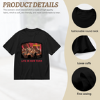 Graphic T-shirt product image with live in new york stage photo artwork