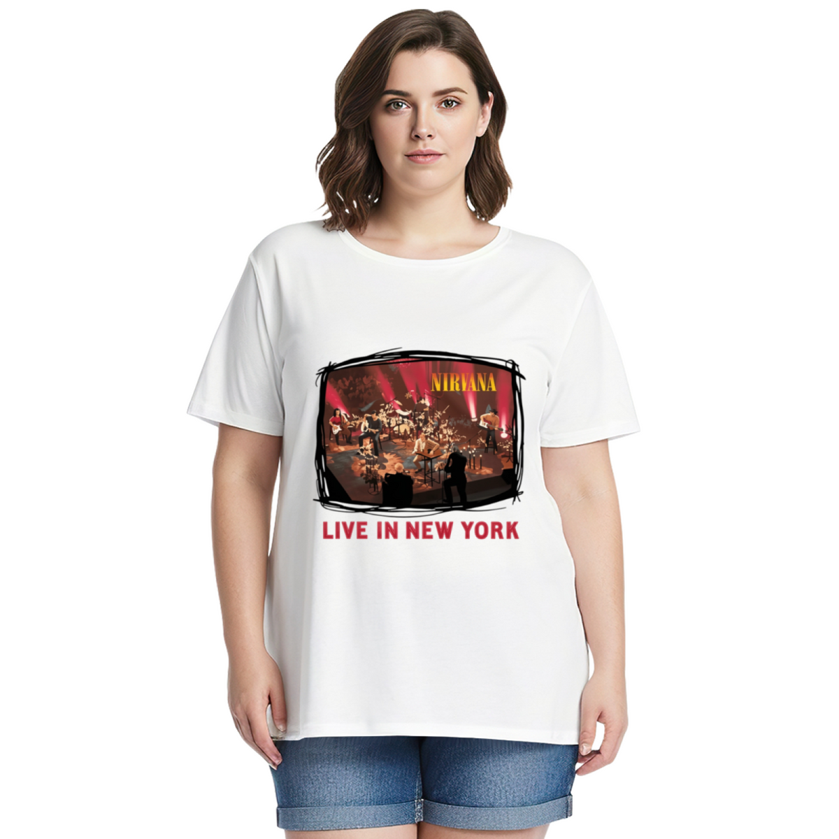 Nirvana Live in New York Photo Graphic T-Shirt