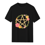 Midsummer Floral Pentacle Design Graphic T-Shirt