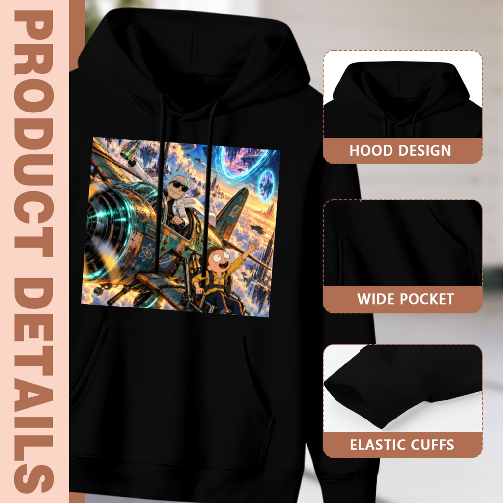 Hood, pouch pocket and sleeve-cuff detail images accompanying the men's Portal Jet Voyage hoodie
