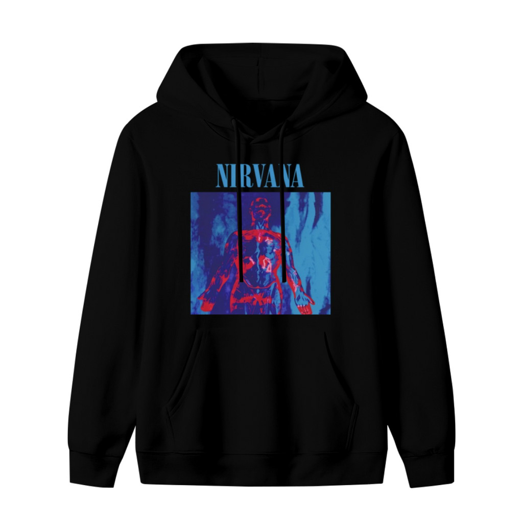 Nirvana Anatomical Figure Red Blue Hoodie, product image featuring the anatomical illustration design