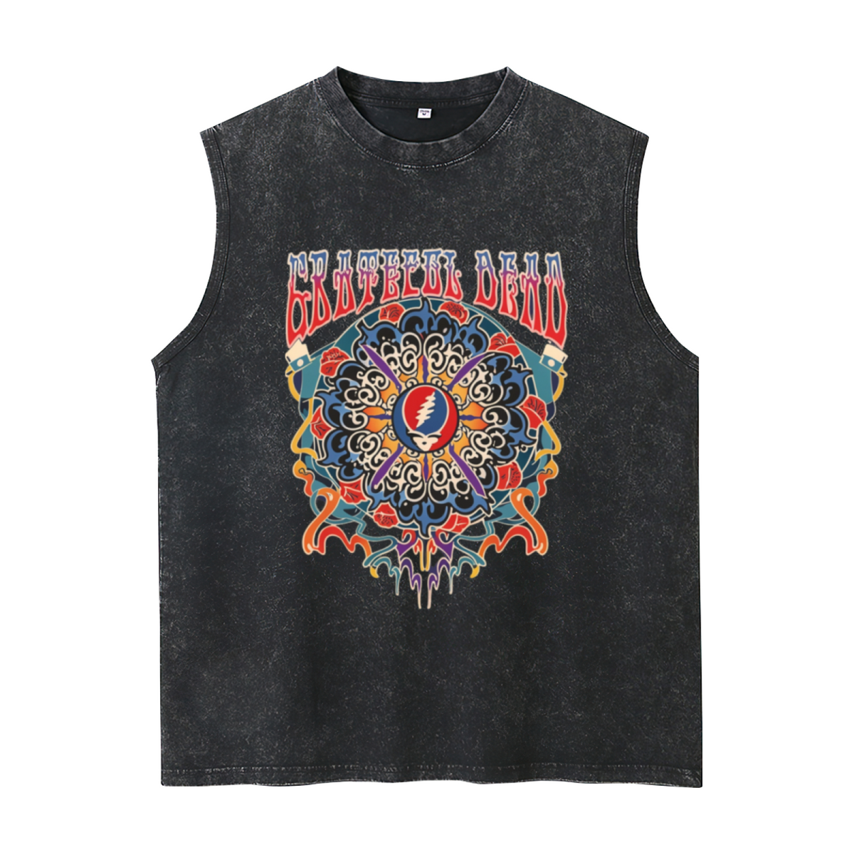 Grateful Dead washed graphic tank top with New Years graphic