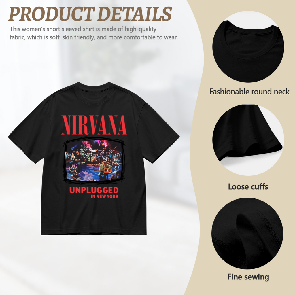 Graphic T-shirt product image with mtv unplugged in new york artwork