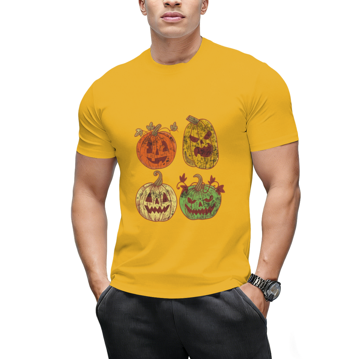 Retro Halloween Pumpkin Graphic T-Shirt