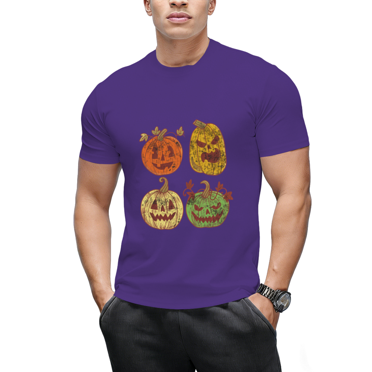 Retro Halloween Pumpkin Graphic T-Shirt
