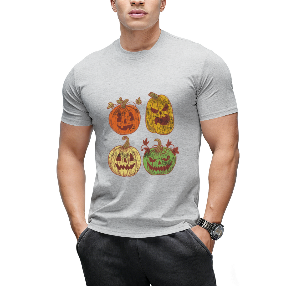 Retro Halloween Pumpkin Graphic T-Shirt