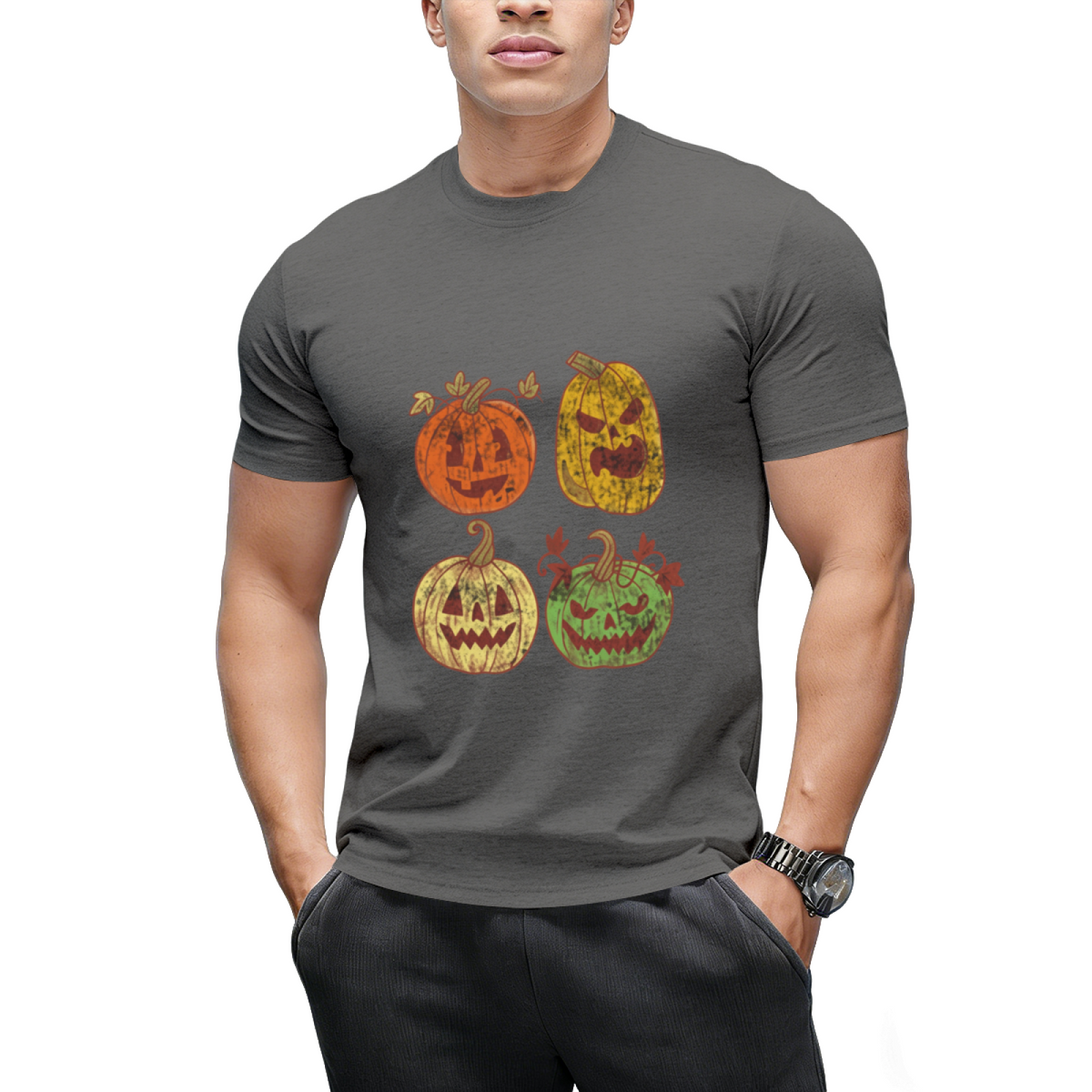 Retro Halloween Pumpkin Graphic T-Shirt