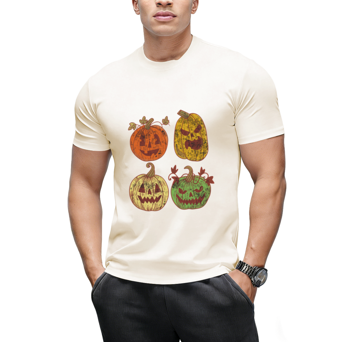 Retro Halloween Pumpkin Graphic T-Shirt