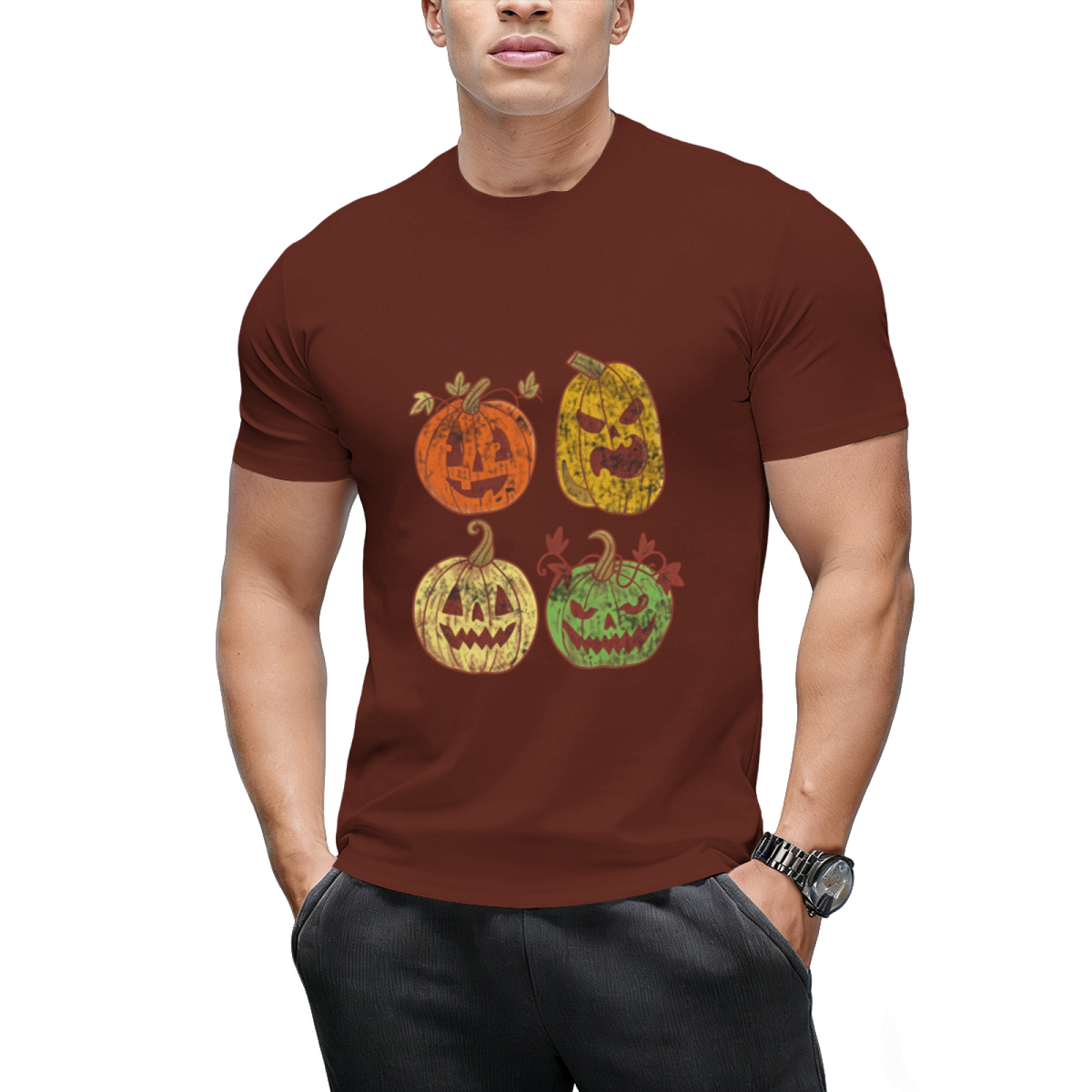 Retro Halloween Pumpkin Graphic T-Shirt