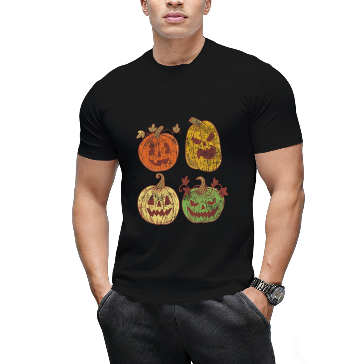 Retro Halloween Pumpkin Graphic T-Shirt