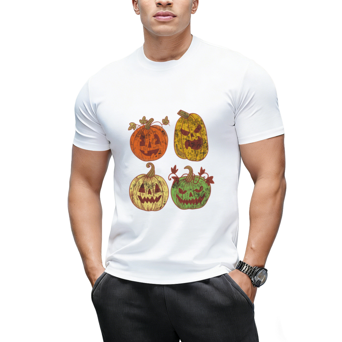 Retro Halloween Pumpkin Graphic T-Shirt
