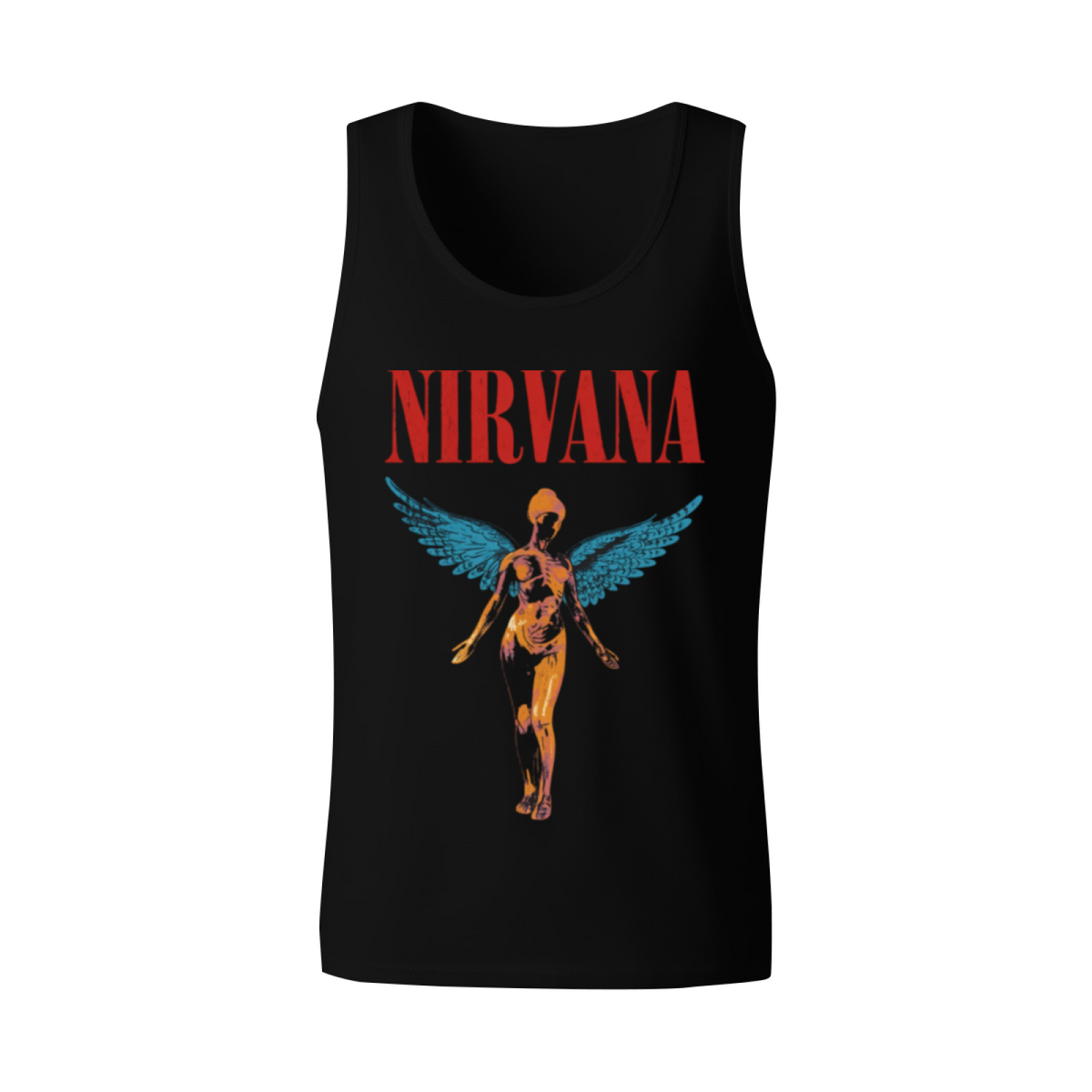 Nirvana In Utero Red Logo Blue Wings Angel Tank Top product image featuring In Utero red logo and blue-winged angel