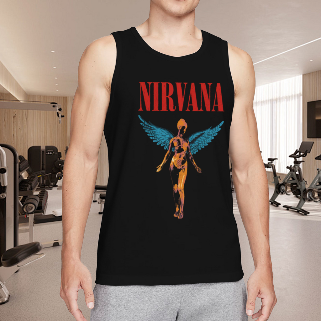 Nirvana In Utero Red Logo Blue Wings Angel Tank Top product image featuring In Utero red logo and blue-winged angel