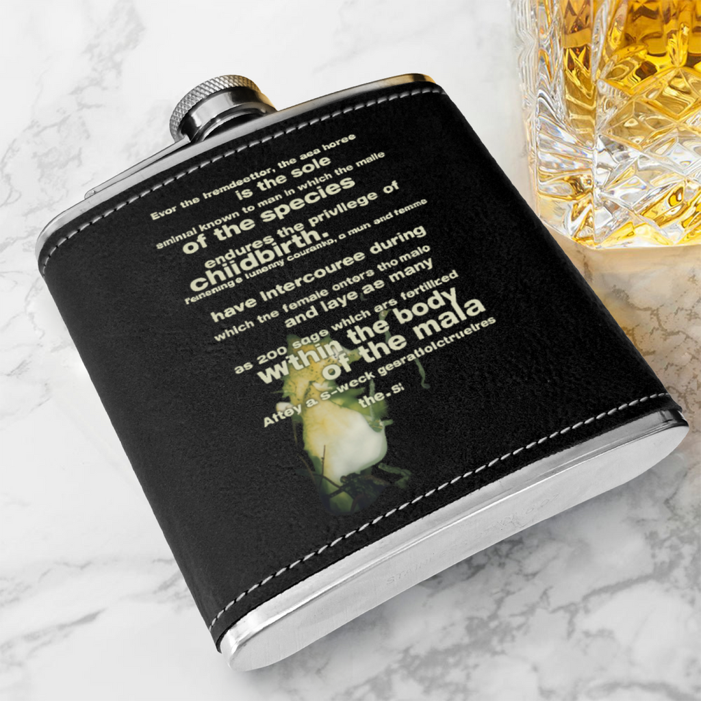 Nirvana Seahorse 6oz vintage-style stainless steel hip flask product image