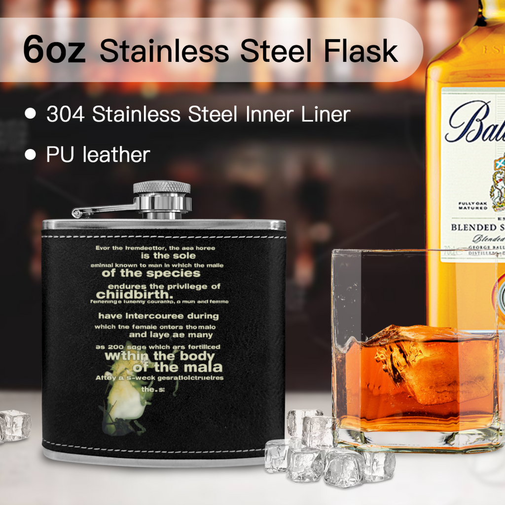 Nirvana Seahorse 6oz vintage-style stainless steel hip flask product image