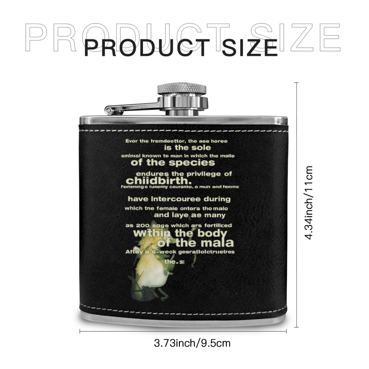 Nirvana Seahorse 6oz vintage-style stainless steel hip flask product image