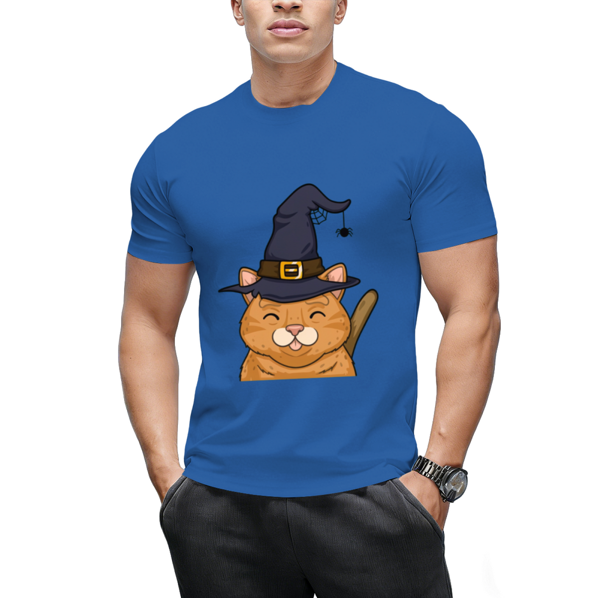 Kitty Cute Halloween Witches Graphic T-Shirt