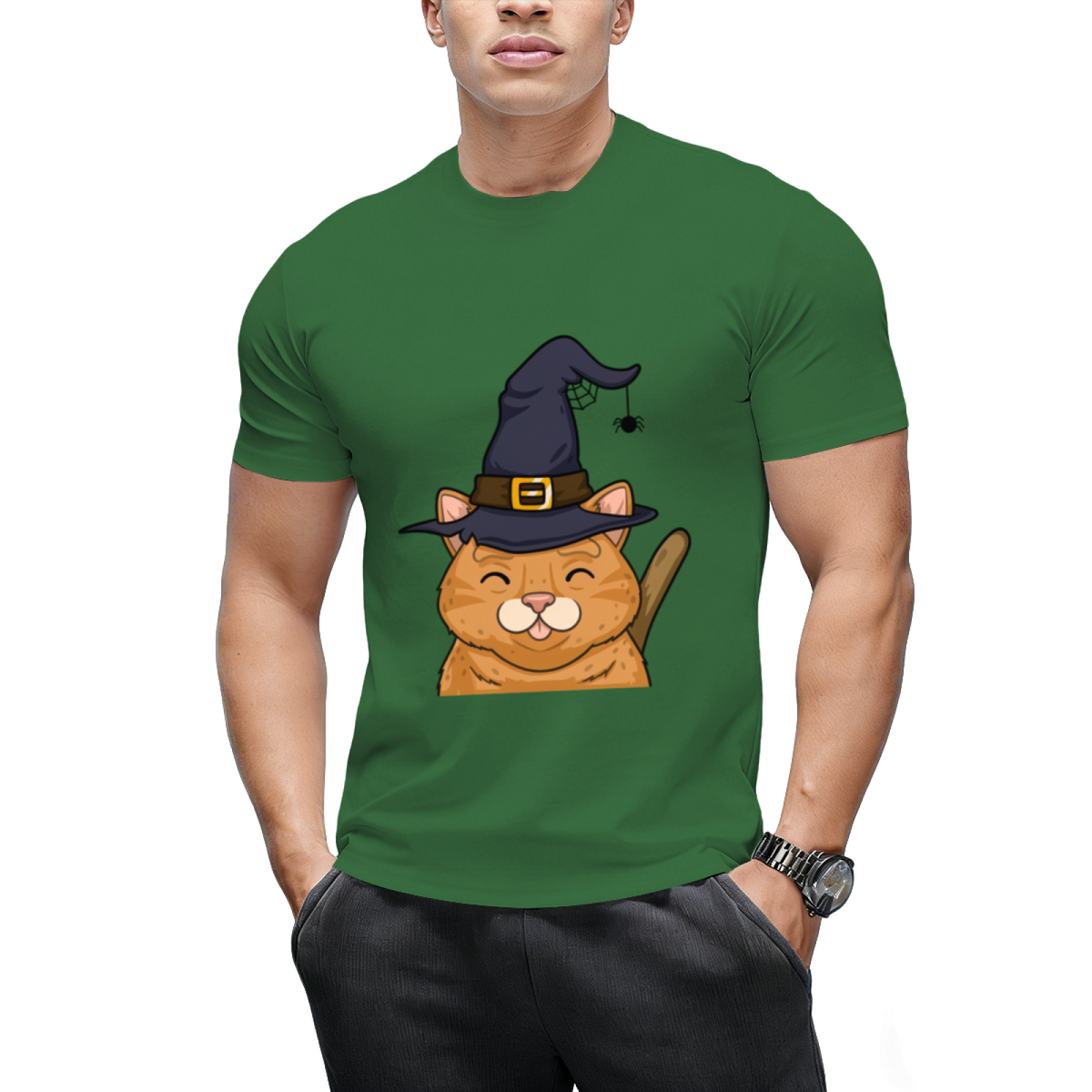 Kitty Cute Halloween Witches Graphic T-Shirt
