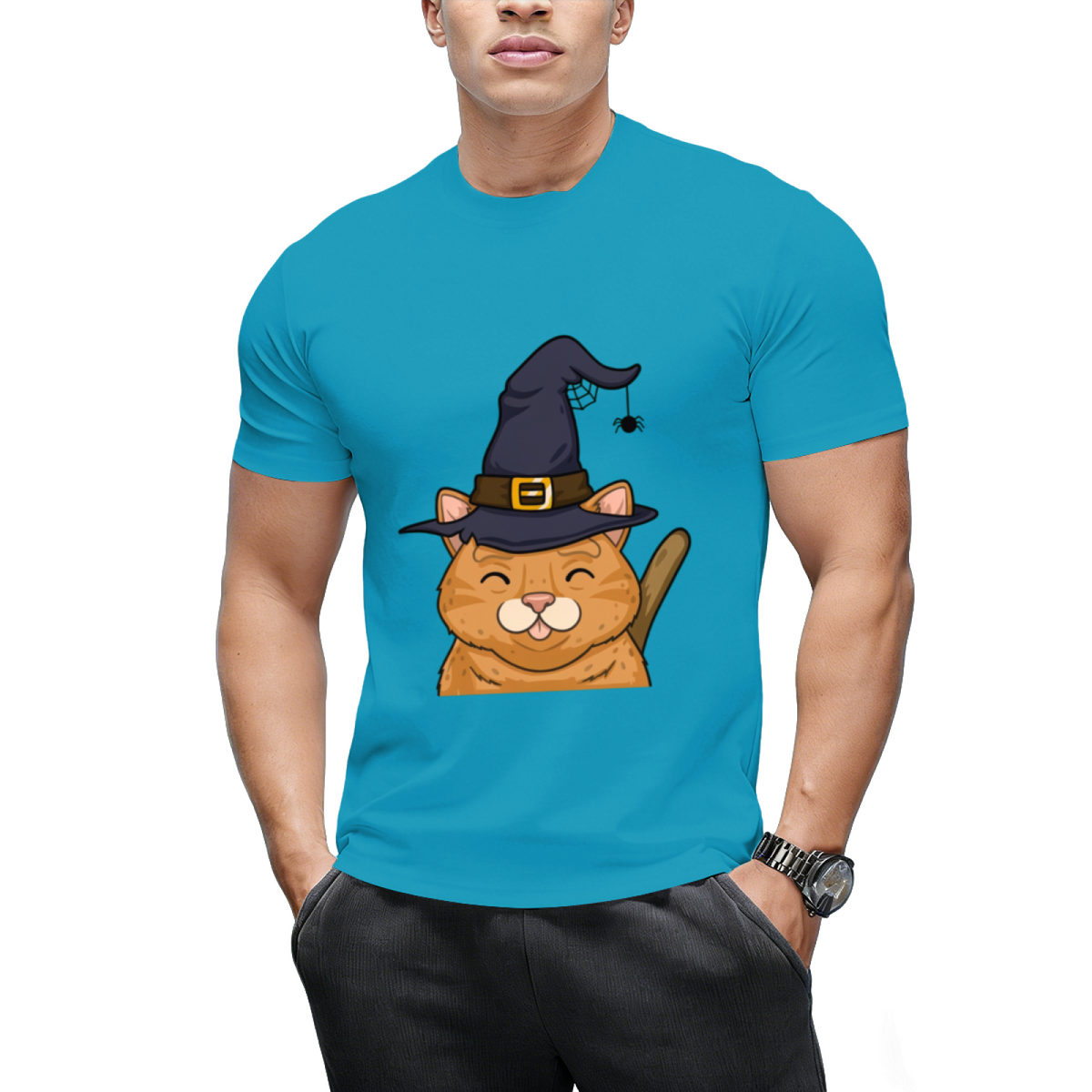 Kitty Cute Halloween Witches Graphic T-Shirt
