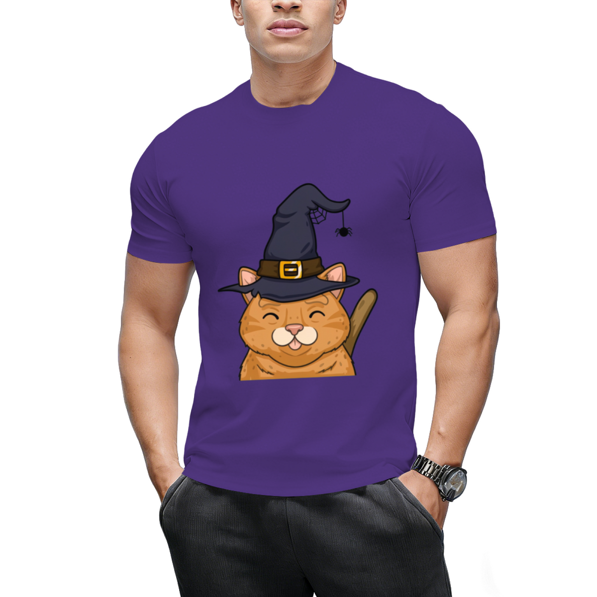 Kitty Cute Halloween Witches Graphic T-Shirt