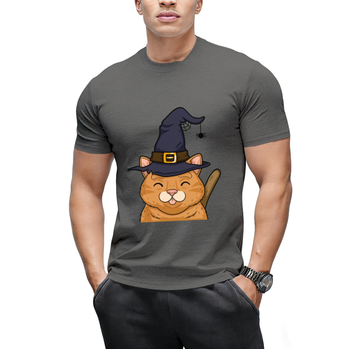 Kitty Cute Halloween Witches Graphic T-Shirt