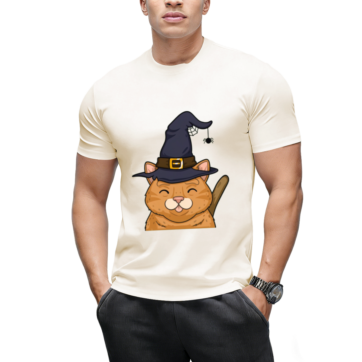 Kitty Cute Halloween Witches Graphic T-Shirt