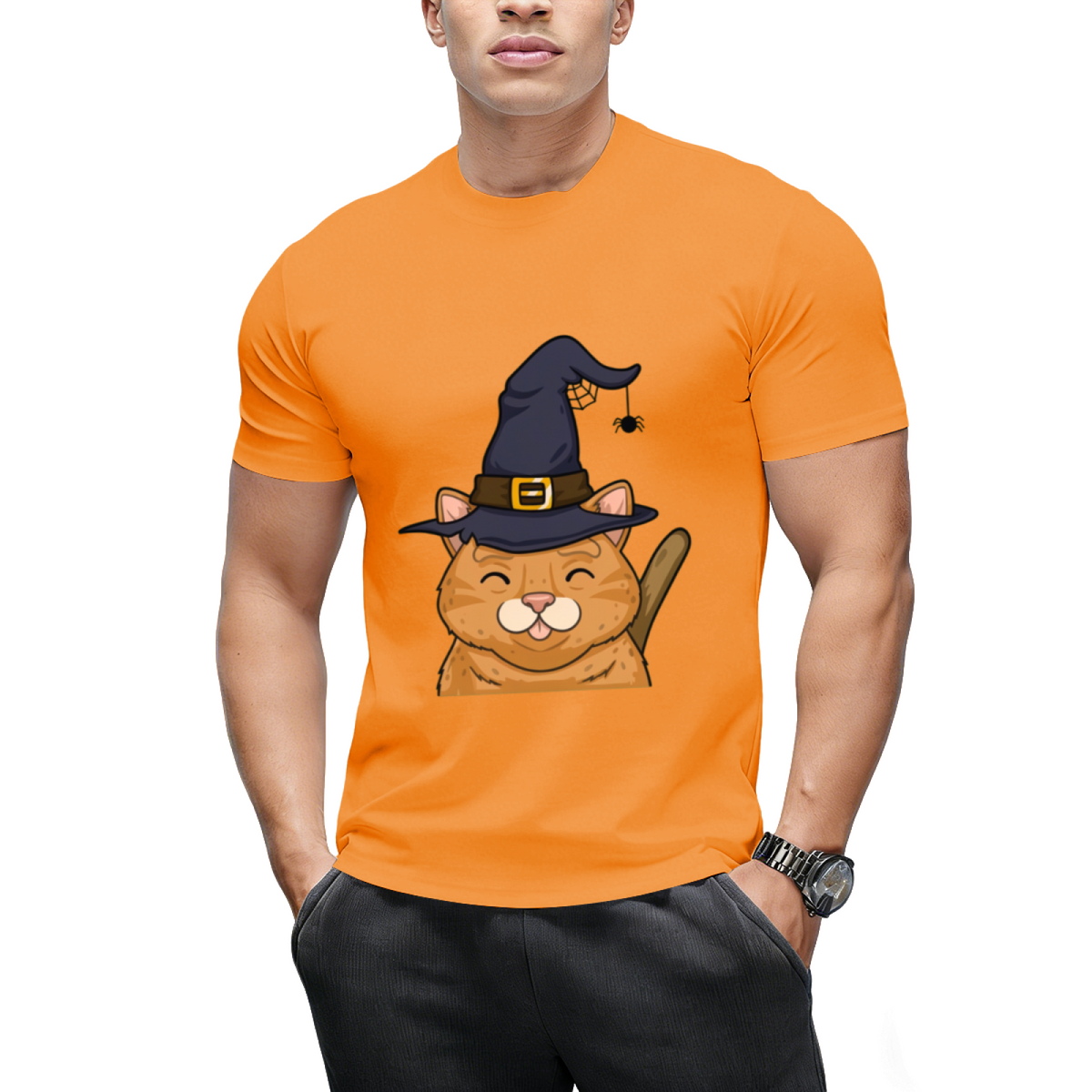 Kitty Cute Halloween Witches Graphic T-Shirt