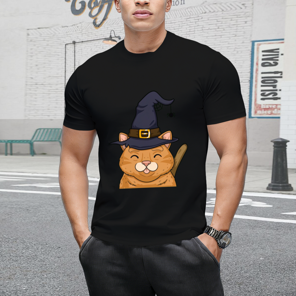 Kitty Cute Halloween Witches Graphic T-Shirt