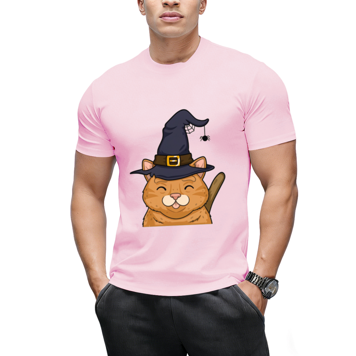 Kitty Cute Halloween Witches Graphic T-Shirt