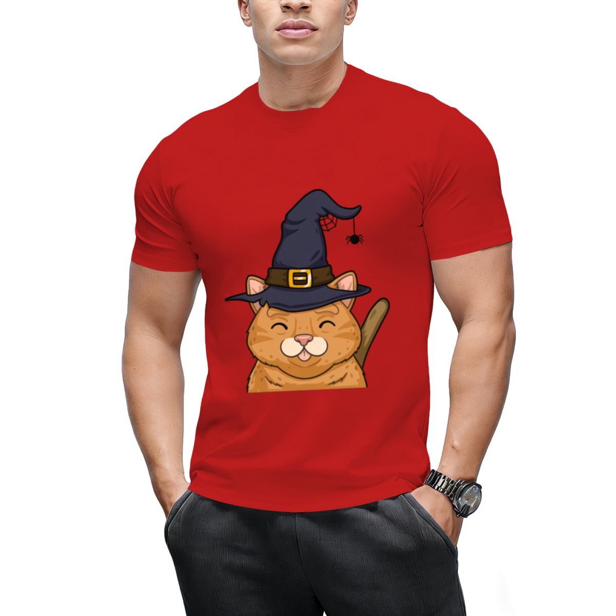 Kitty Cute Halloween Witches Graphic T-Shirt