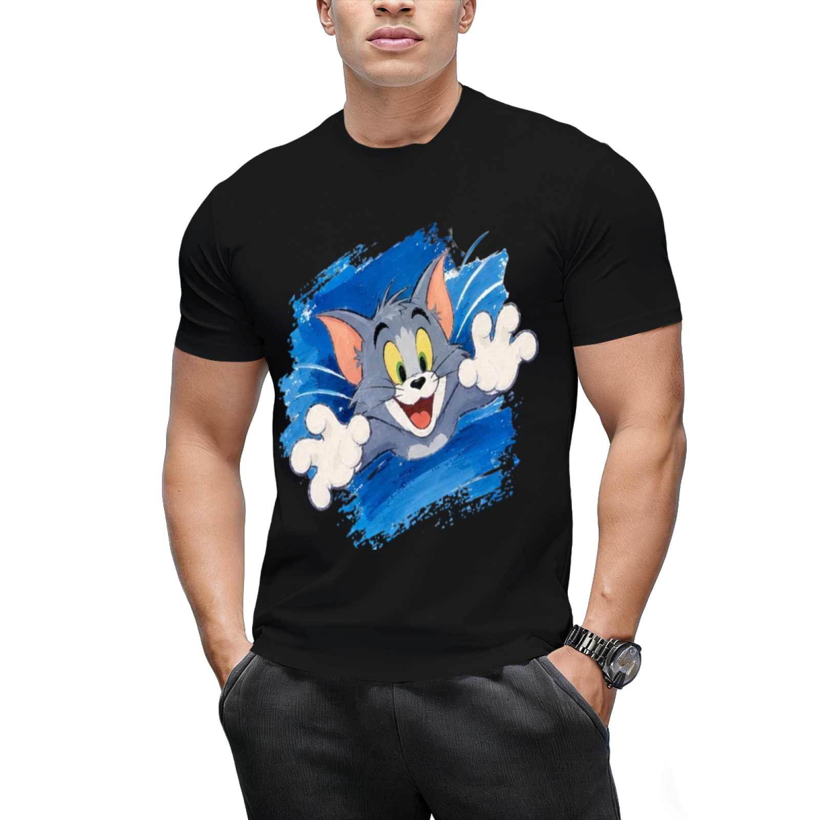 Tom Cat Jumping Attack Paint Splash Sweatshirt