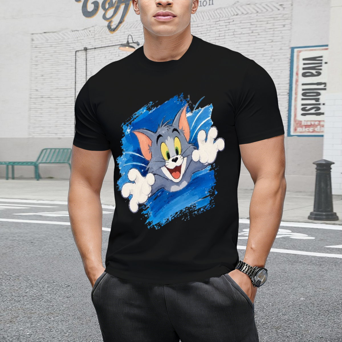 Tom Cat Jumping Attack Paint Splash Sweatshirt