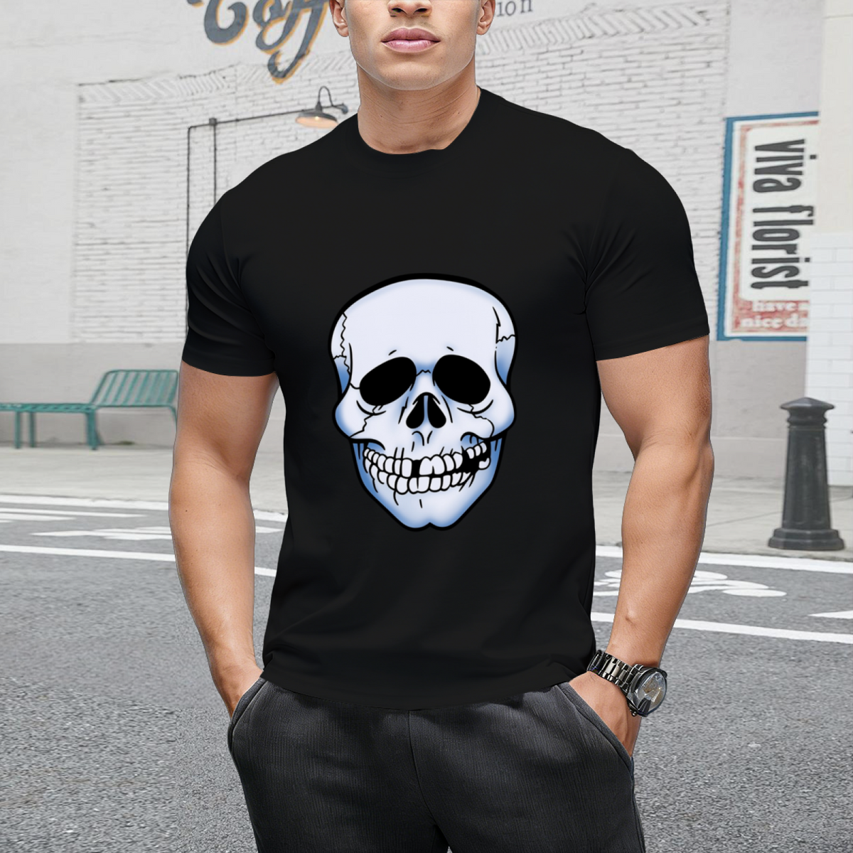 Skeleton Mask Graphic T-Shirt