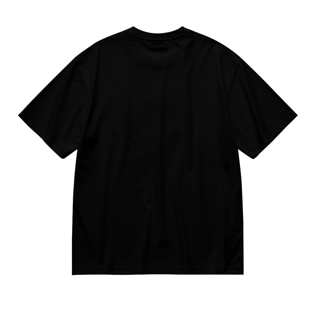 Nirvana Nevermind Red Concert Tracklist Graphic T-Shirt — apparel mockup showing the printed design; red concert-inspired “Nevermind” artwork includes a tracklist element